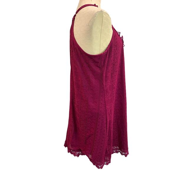 Large Xhilaration Womens Raspberry Stretch Lace Lined Shift Dress Sleeveless - Picture 4 of 10